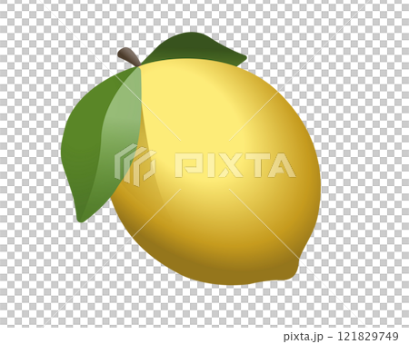 Sour, gradient yellow colored citrus fruit of lemon icon with stem and green leaves Sour, gradient yellow colored citrus fruit of lemon icon with stem and green leaves 121829749
