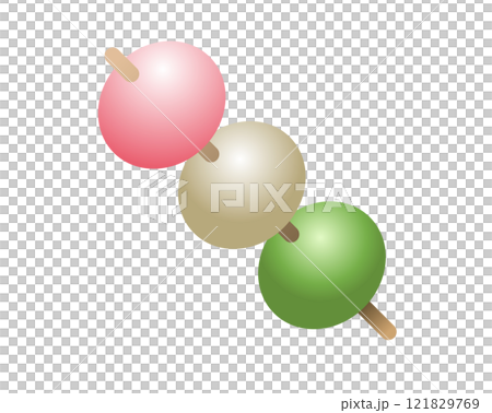 Japanese Sanshoku dango traditional sweet dumpling snack food icon 121829769