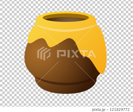 Gradient golden yellow pot of honey icon, as made by bees Gradient golden yellow pot of honey icon, as made by bees 121829772