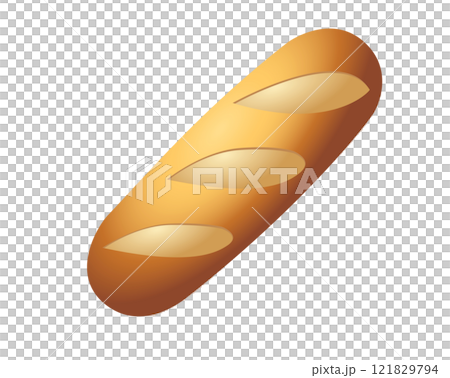 Brown long, thin loaf of baguette France bread icon with scoring on crust Brown long, thin loaf of baguette France bread icon with scoring on crust 121829794