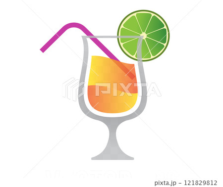 Restaurant glass of soft drink, cocktail, mocktail icon with lemon Restaurant glass of soft drink, cocktail, mocktail icon with lemon 121829812