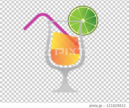 Restaurant glass of soft drink, cocktail, mocktail icon with lemon Restaurant glass of soft drink, cocktail, mocktail icon with lemon 121829812