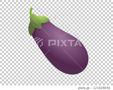 Long, bulbous, bright purple eggplant or aubergine icon 121829856