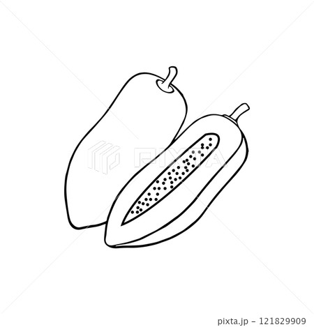 papaya icon on a black and white background papaya icon on a black and white background 121829909