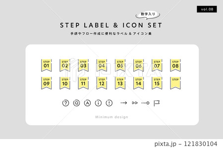 手順用フローアイコンとあしらい素材セット(シンプル・ベクター・線画) 手順用フローアイコンとあしらい素材セット(シンプル・ベクター・線画) 121830104