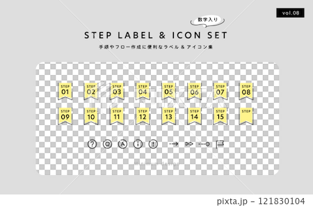 Procedure flow icon and decoration material set (simple, vector, line drawing) 121830104