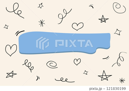 Speech bubble with doodle element on beige background. Web banner template frame. Empty blank comment Speech bubble with doodle element on beige background. Web banner template frame. Empty blank comment 121830199