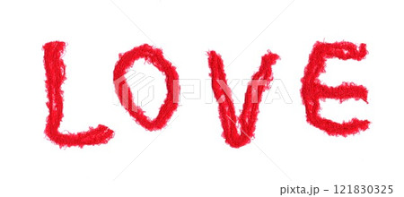 毛糸で出来たLOVEのロゴ 121830325