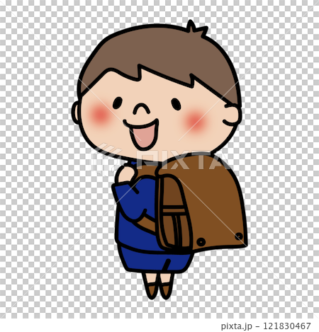 一個穿著制服、背著棕色書包的孩子(男孩) 一個穿著制服、背著棕色書包的孩子(男孩) 121830467