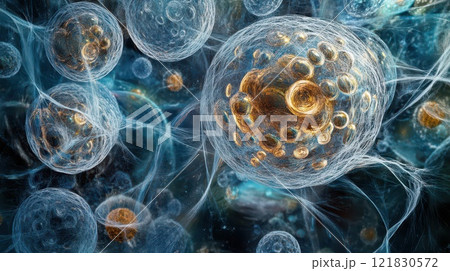 Close up view of microscopic cellular structuresのイラスト素材 [121830572] - PIXTA