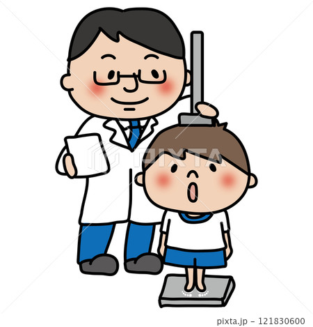 学校で身長測定をする子供（男の子） 121830600