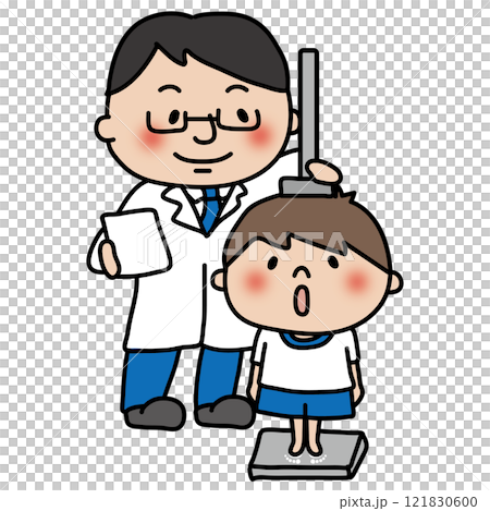学校で身長測定をする子供（男の子） 121830600