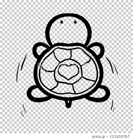 Cartoon turtle swimming outline illustration, cute turtle doodle drawing 121830767