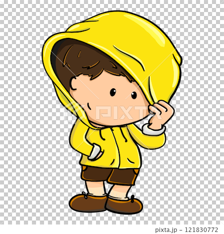 Boy in yellow hoodie cartoon illustration, cool posture boy drawing Boy in yellow hoodie cartoon illustration, cool posture boy drawing 121830772