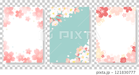 Spring frame design set | Bright templates with cherry blossom motif Spring frame design set | Bright templates with cherry blossom motif 121830777