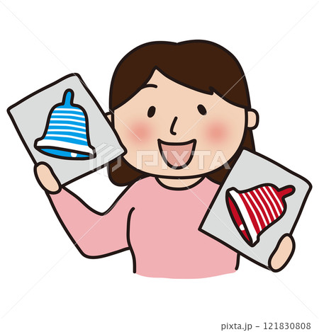 ベルマークを持っているボブの女性 121830808