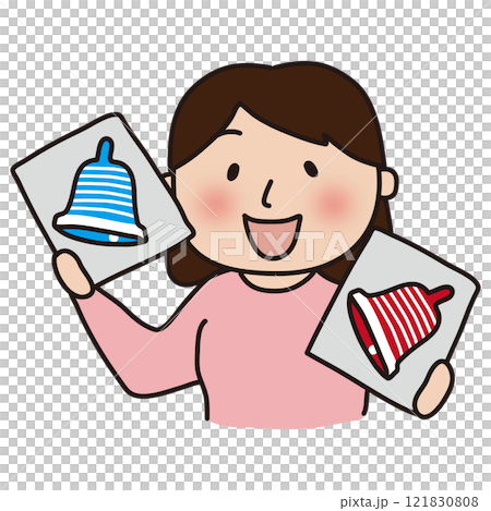 ベルマークを持っているボブの女性 121830808