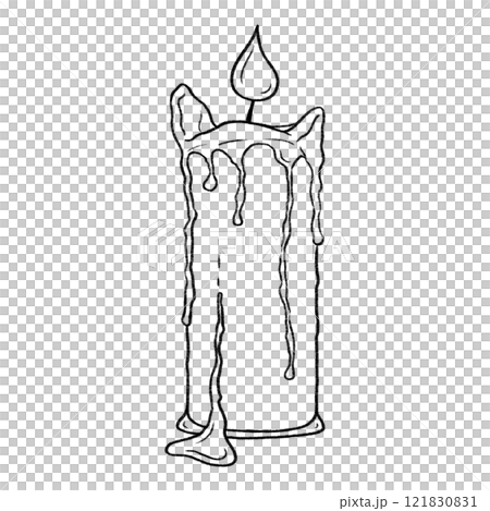 Melting candle outline illustration, candle isolated doodle drawing Melting candle outline illustration, candle isolated doodle drawing 121830831
