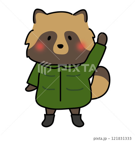 ダウンコートを着た冬服のタヌキのイラスト素材 [121831333] - PIXTA