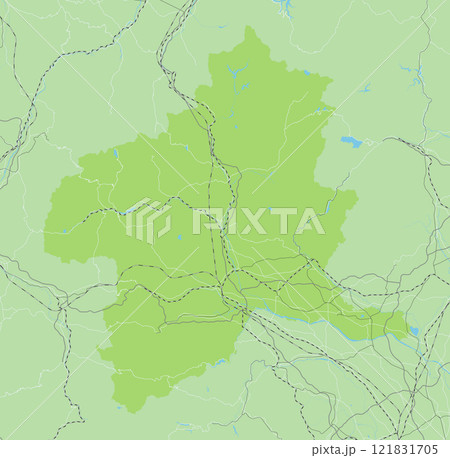 日本の群馬県と隣接する都道府県を含む、緑色のシンプルなロードマップ 121831705