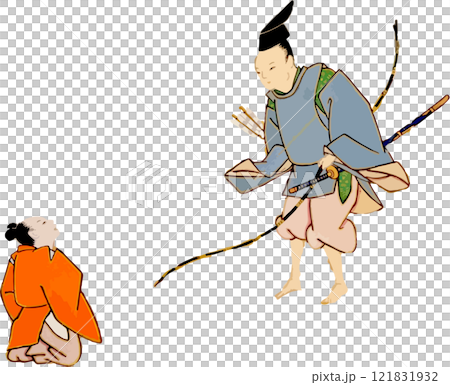一名平安武士傾聽一名陷入困境的男孩的心聲。 一名平安武士傾聽一名陷入困境的男孩的心聲。 121831932