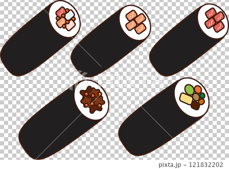 色々な恵方巻のシンプルなイラストセット 121832202