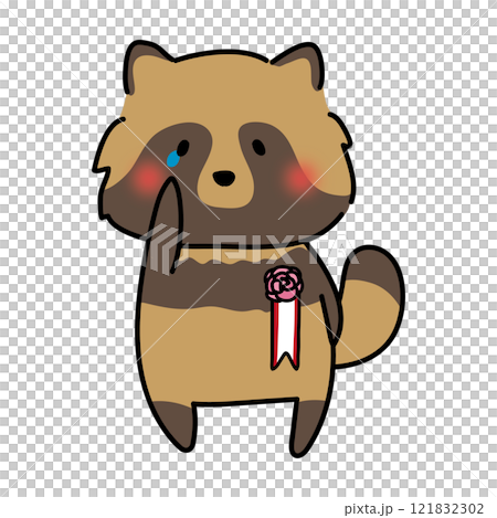 胸前掛著胸花的哭泣貉 121832302