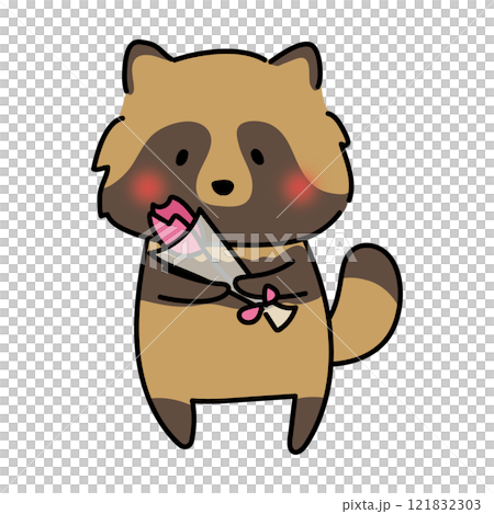 拿著一朵花的貉 121832303