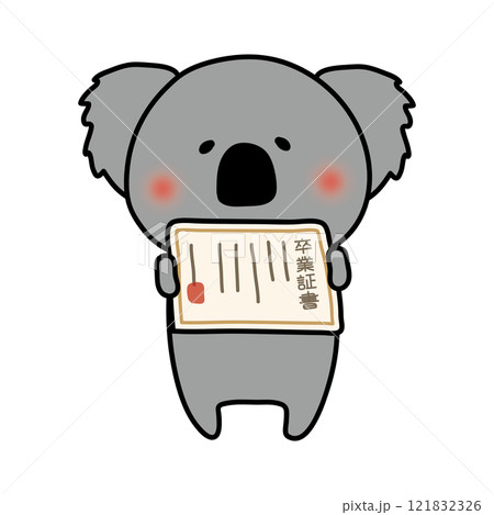 卒業証書を見せているコアラ 卒業証書を見せているコアラ 121832326