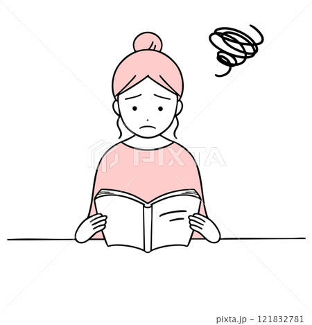 本を読んで困っている女性 121832781