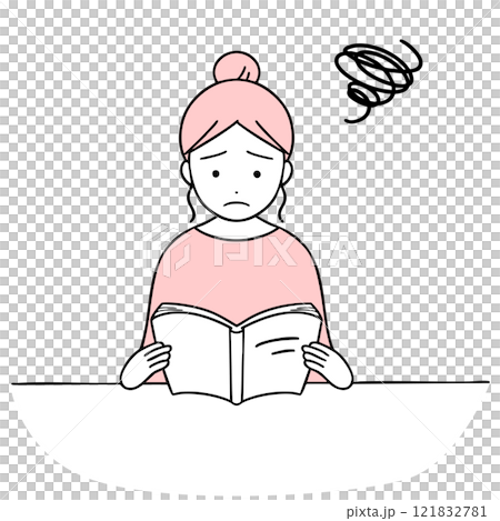 本を読んで困っている女性 121832781