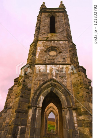 Dunlewey abandoned Church at Glenveigh National Park Donegal Ireland - The enchanting ruins of an Dunlewey abandoned Church at Glenveigh National Park Donegal Ireland - The enchanting ruins of an 121832792