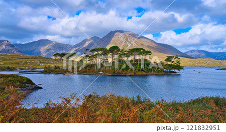 Connemara National Park in Ireland aerial view - A breathtaking and stunning mountain landscape 121832951