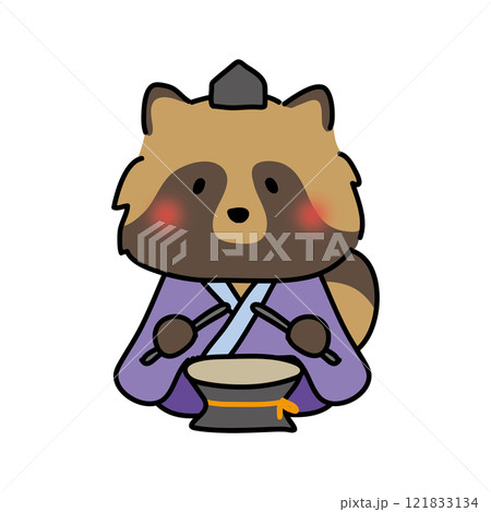 タヌキの雛人形の五人囃子（太鼓） 121833134