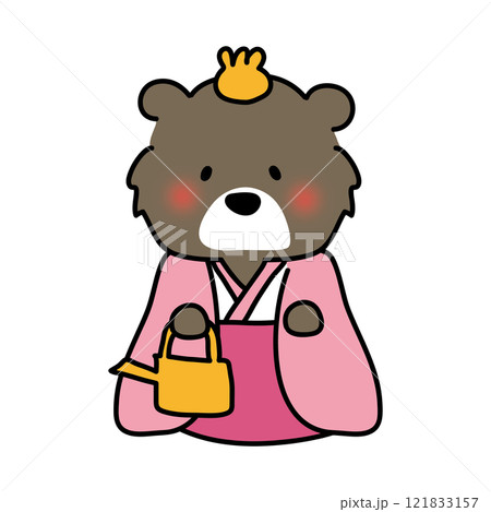 クマの雛人形の三人官女（提子） 121833157