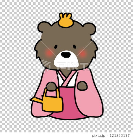 クマの雛人形の三人官女（提子） 121833157