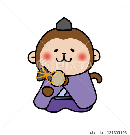 猿の雛人形の五人囃子（小鼓） 121833198
