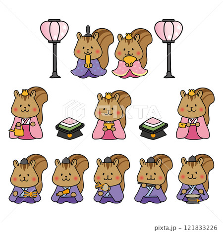 リスの雛人形セット 121833226