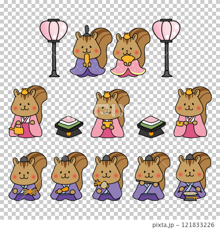 リスの雛人形セット 121833226