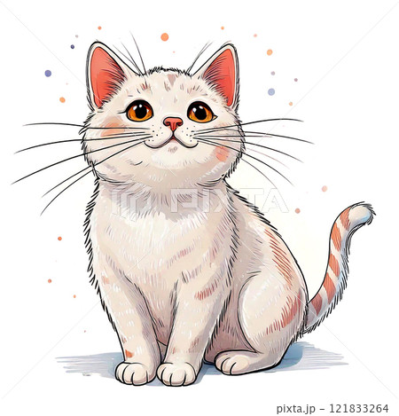 見上げる猫のイラスト 121833264