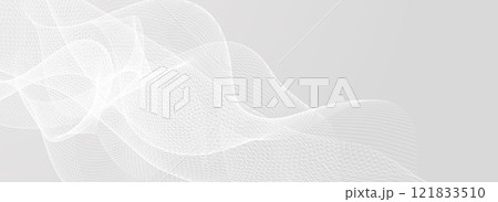 Abstract grey wavy lines pattern. Silver flowing waves background. Technology curved undulate stripes wallpaper. Gray tech backdrop concept for flyer, booklet, poster, banner, cover. Vector Abstract grey wavy lines pattern. Silver flowing waves background. Technology curved undulate stripes wallpaper. Gray tech backdrop concept for flyer, booklet, poster, banner, cover. Vector 121833510