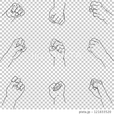 Grabbing left hand seen from various angles 2 121833520