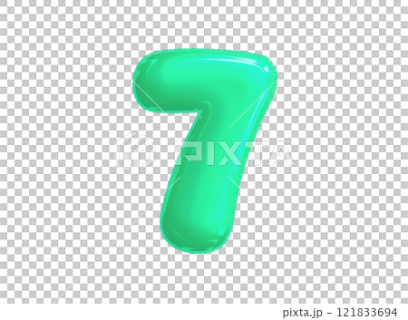 Bright blue green celebrated air balloon number SEVEN Bright blue green celebrated air balloon number SEVEN 121833694