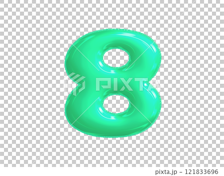 Bright blue green celebrated air balloon number EIGHT Bright blue green celebrated air balloon number EIGHT 121833696