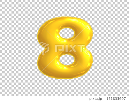 Bright yellow celebrated air balloon number EIGHT Bright yellow celebrated air balloon number EIGHT 121833697