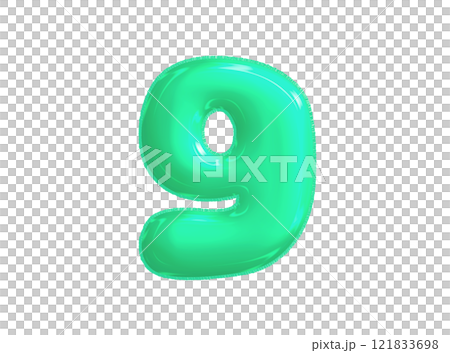 Bright blue green celebrated air balloon number NINE Bright blue green celebrated air balloon number NINE 121833698