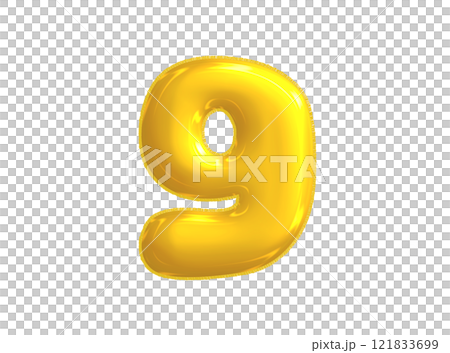 Bright yellow celebrated air balloon number NINE Bright yellow celebrated air balloon number NINE 121833699