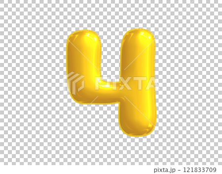 Bright yellow celebrated air balloon number FOUR 121833709
