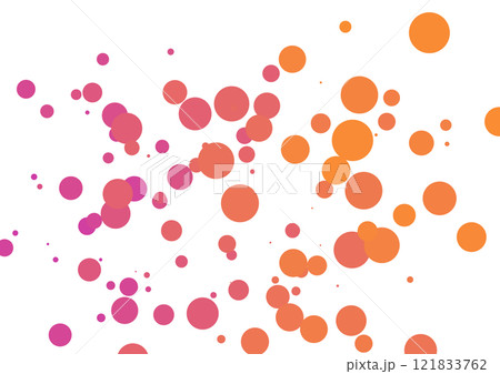 ポップなオレンジピンク系のドットランダムパターン背景 121833762