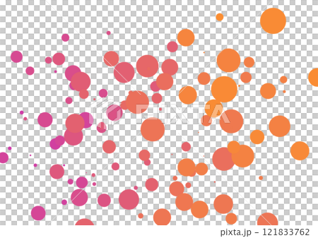 ポップなオレンジピンク系のドットランダムパターン背景 121833762